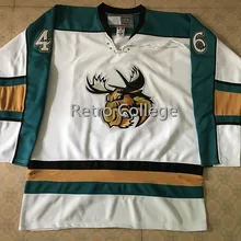 46 Manitoba Moose Мужская Ретро Хоккейная Футболка с вышивкой, сшитая по индивидуальному заказу с любым номером и именем