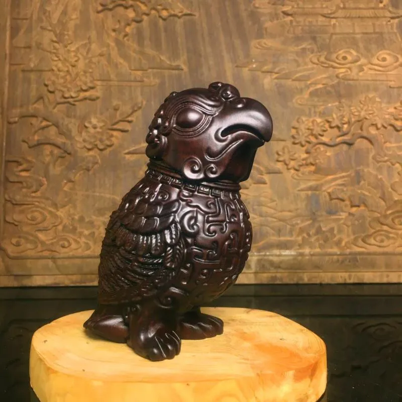 

5.5*6.3*11cm Black Wood Hand Carving Delicate Lifelike Bird Auspicious Fengshui Pocket Hand Pieces/Home Putting Decortae Crafts