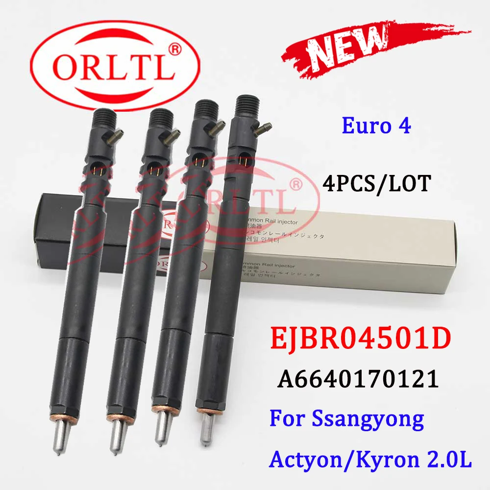 

4 PCS New EJBR04501D Diesel Injector A6640170121 Fuel Injector Nozzle 4501D 6640170121 For Delphi Ssangyong Actyon Kyron D20DT