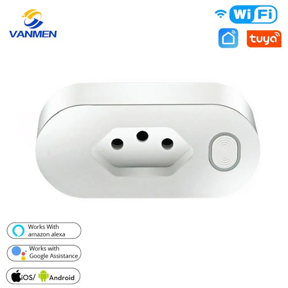 

Tuya Brazil Smart WIFI Socket ,BR Plug Wireless Outlet Timing Plug 16A ,Energy Monitor For Alexa/Google Home