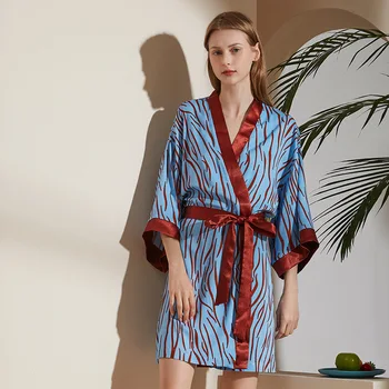 

Sexy Summer Ice Silk Animal Print Sleepwear Nighgown Robe Mini Dress for Women Nightdress Nightwear Clothing Home Wear Clothes