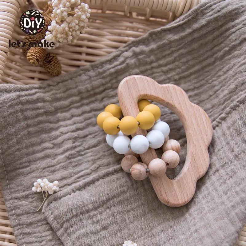 Let s Make Baby Toys Hanging Wood Silicone Beads Beading Educational Toys Bed Bell Cloud 0 3