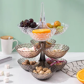 

European Style Storage Tray Multi-layer Stackable Plastic Plate Organizer Rack For Dried Fruit Snack Candy Organization