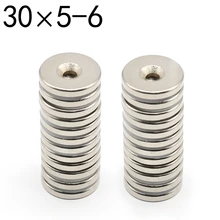1/2/5/10Pcs 30x5-6 Round Neodymium Magnet 30mm x 5mm Hole 6mm NdFeB N35 Round Super Powerful Strong Permanent Magnetic imanes