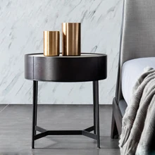 Простой черный Современный Железный литой золотой тумбочка журнальный столик прикроватная тумбочка мебель для дома тумбочка шкаф кровать комната