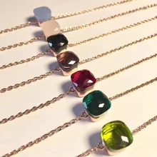 925 пробы Серебряный Модный Многоцветный Хрустальный Браслет «Конфета» Романтический квадратный сахарный браслет очаровательный милый сладкий Желейный браслет