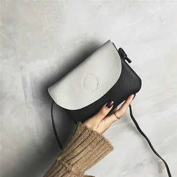 

PU Leather Chain Mini Semicircle Messenger Bag Fashion Solid Color For Girl Ladies Soft Simple Bags Retro Women Shoulder Bags