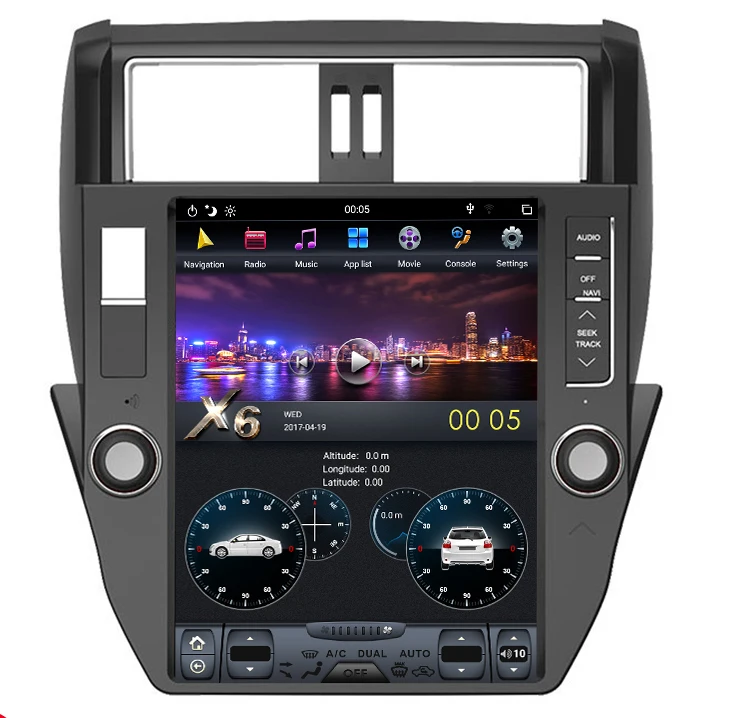 

12.1" tesla style vertical screen android 9.0 Six core Car GPS video Navigation for Toyota prado 2010-2013