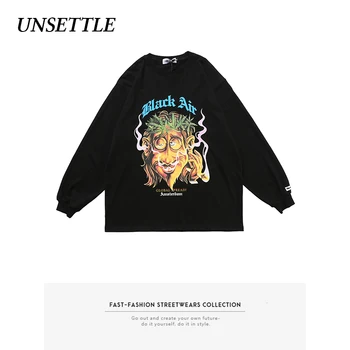 

2020 Autumn Oversized Long Sleeve graphic t shirt Harajuku Cartoons Print Men/Women Hip Hop Streetwear T-shirts Cotton Male Tops