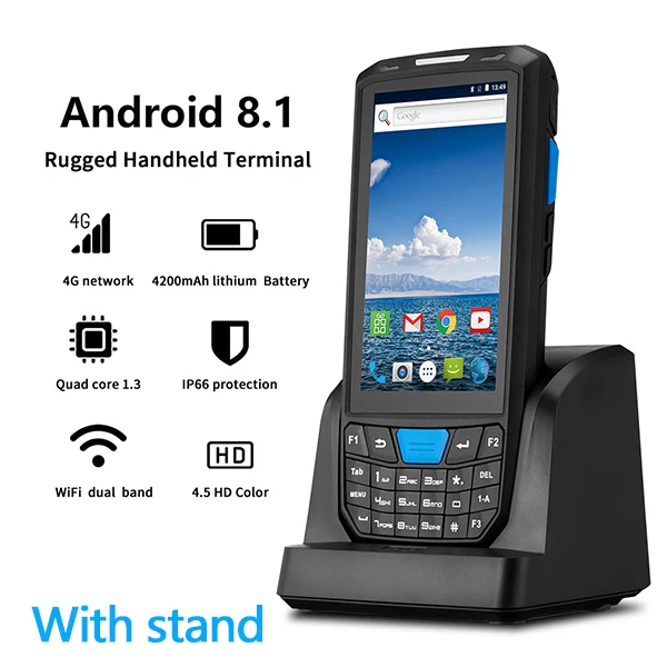 ISSYZONEPOS ручной КПК Android 8,1 сканер штрих-кода 1D 2D считыватель штрих-кода коллектор данных POS терминал склад КПК - Цвет: 2D with charger