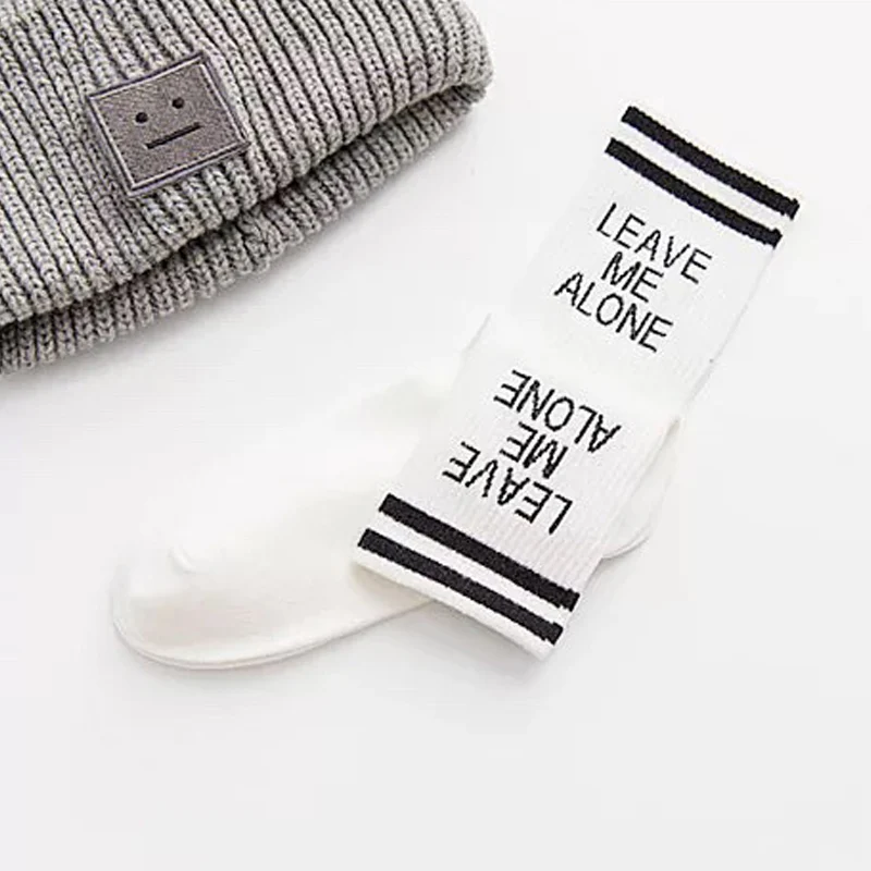 Модный Для женщин, хлопковые носки, милые носки Длинные брюки для девочек дышащие письмо носки Harajuku женские плотное белое пуховое теплое блестящие буквы