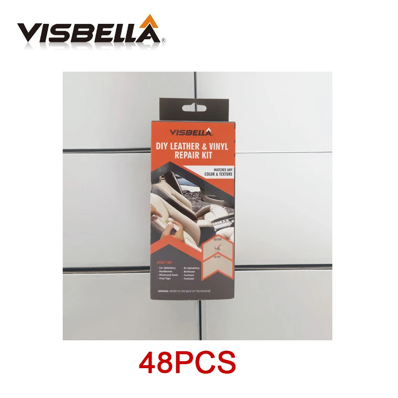 

VISBELLA 48pcs/ctn Leather Vinyl Repair Kit Glue Color Paste Rips Fix for Car Repair Hand Tool Sets Seat Clothing Leather Boots