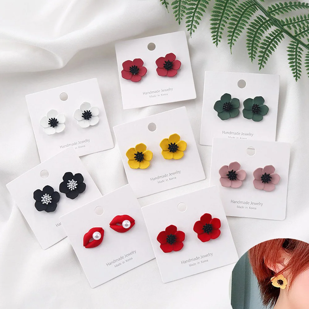 Корейский стиль, милые цветочные лепестки, серьги-гвоздики для женщин, новая мода, милая краска, серьги для ушей, Женские Ювелирные изделия, маленькие свежие