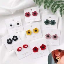 Корейский стиль, милые цветочные лепестки, серьги-гвоздики для женщин, новая мода, милая краска, серьги для ушей, Женские Ювелирные изделия, маленькие свежие