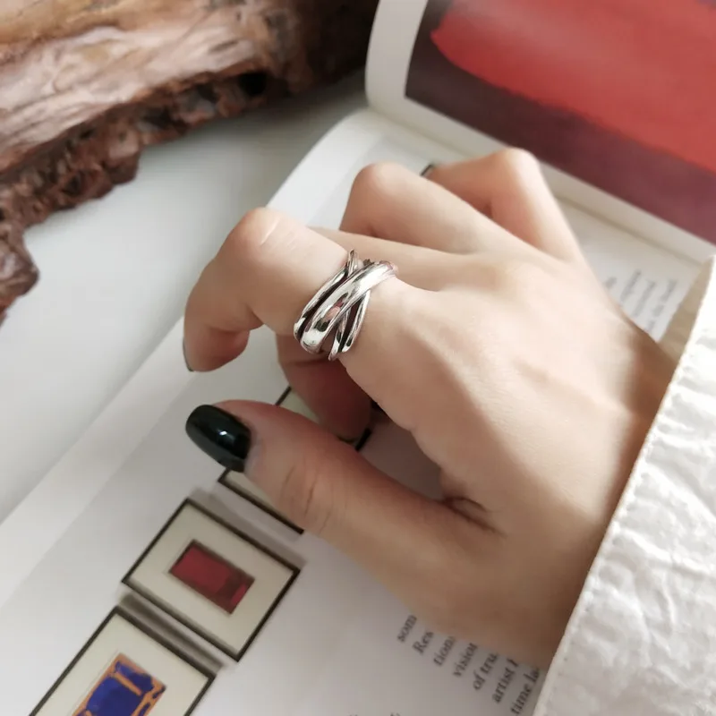 

925 Sterling Silver Rings For Women Korean Handmade Irregular Ring Gift Party Trendy Fine Jewellery Anillos Plata 925 Para Mujer