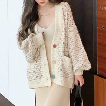 

Sweater Cardigan Coat Women's Autumn and Winter Korean-Style Loose Outer Wear Lazy Wind Long Knitted Cardigan Fashion