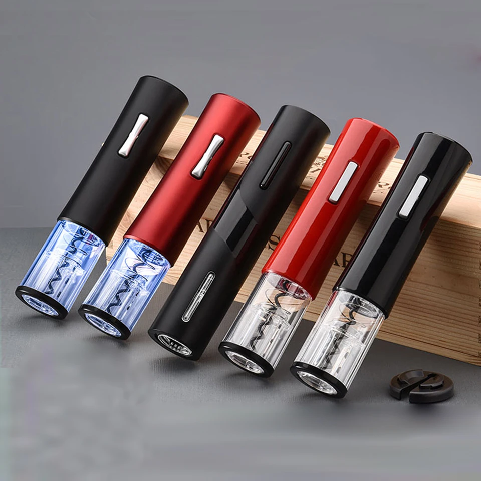 

Portable Cordless Dry Battery Electric Wine Opener Corkscrew Bottle Opener with Foil Cutter LED Light 4 Colours Available KLTD-3