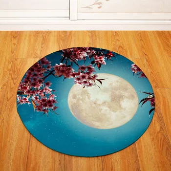 

Moon Pattern Floor Mat Crystal Velvet Round Home Children Climbing Carpet Living Room Sofa Foot Pad Prayer Rug Non-slip Doormat
