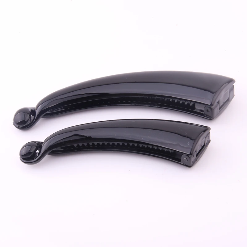 Black Plastic Banana Clip hair Ox Horn Shape Hairpin Ponytail Holders for Thickened Hair Strong Fasten Button High-polish Finish