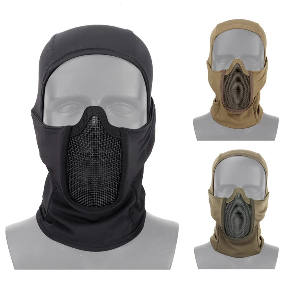 

Tactical Full Face Steel Mesh Mask Balaclava Hunting Airsoft Paintball Mask CS Game Hunting Cycling Protective Helmet Liner Cap