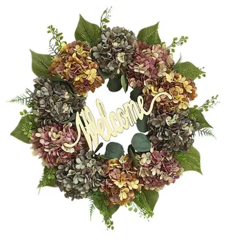 

1pc Simulation Hydrangea Ornaments Party Garland Vintage Wreath Wall Hanging Pendant Door Hanging Wreath For Party Door Festival