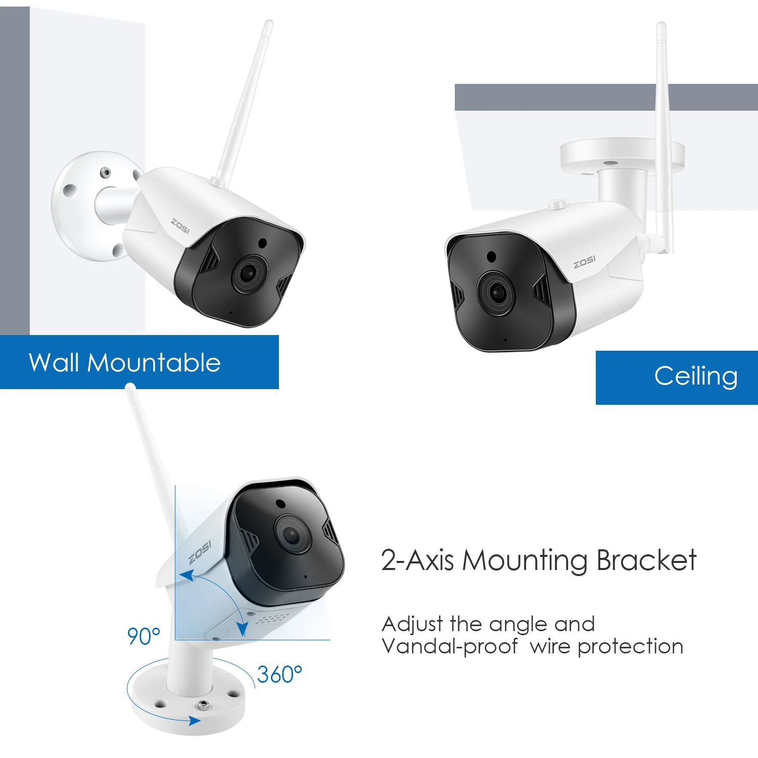ZOSI HD 2MP Wifi IP камера 1080P Беспроводная CCTV цилиндрическая камера наблюдения наружная двухсторонняя аудио камера безопасности облачный сервис