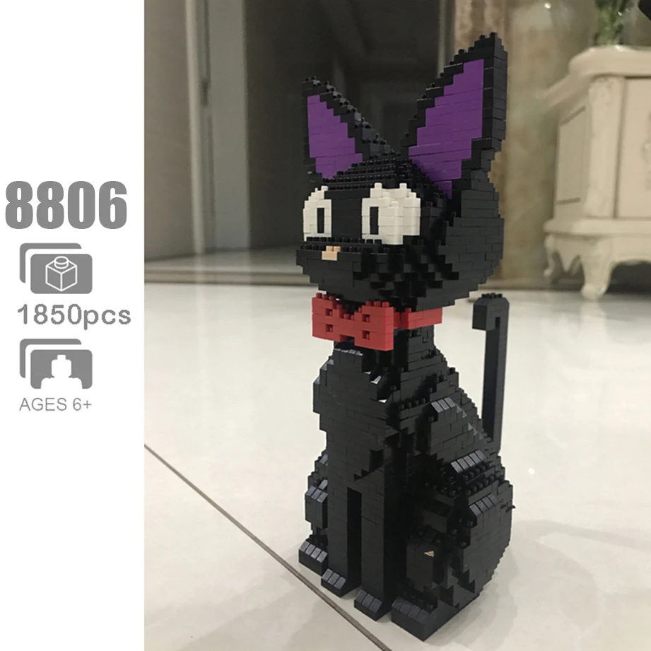 

Babu Animal Pet Cat Cartoon JiJi Black Cat Building Block 3D Model DIY Diamond Mini Blocks Bricks Toys for Children Gift 1780pcs