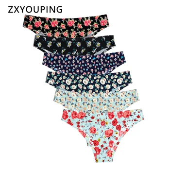 

6 Piece Breathable Seamless Panties Women Underwea Print Thongs Sexy Female Lingerie Tangas Briefs XS-L US Size 12 Colors Styles