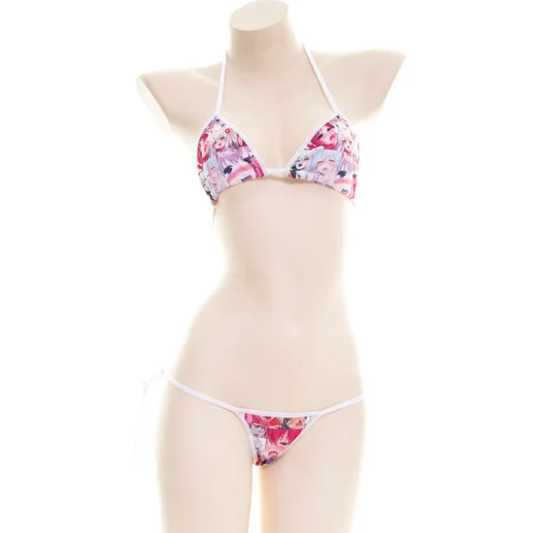 Summer Kawaii Cartoon Printing Bandage Bikini Set Anime Cosplay Swimsuit Women's Sexy Underwear Set