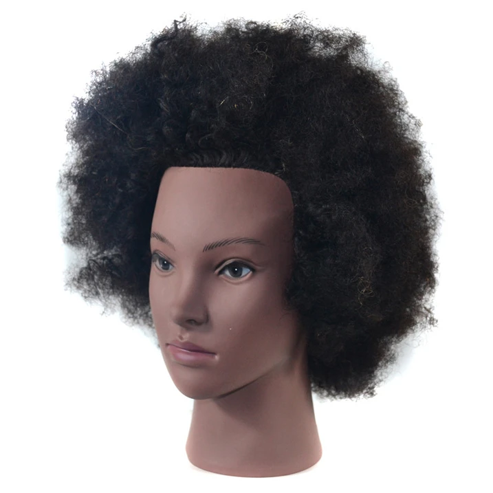 Tête de manneq Tête d'entraînement afro de 25,4 cm Cheveux 100 % humains 