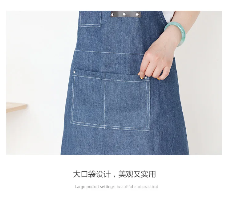 Boreal Europe style cowboy kitchen apron with thick neck hung men and women work clothes can be adjusted