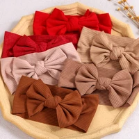 Red Headband for Newborn Baby Girls Hair Accessories Solid Bow Knot Turban Headbands for Children Headwrap Hairbow Bandeau Bebe 1