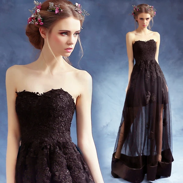 

sweetheart black lace appliques tulle long evening dress 2015 new arrival formal a-line robe de soiree vestido de festa longo