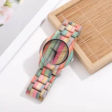 Moda luksusowe kobiety oglądać drewniana ręka kwarcowy popularne unikalne cukierki kolor drewniany zegarek na rękę dla przyjaciela zegarki prezent na boże narodzenie