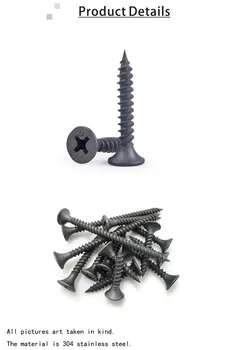 

Phillips Cross Recessed Flat Head Self Tapping Ash Phosphorus Drywall Metric Threaded Black Screw Nail Bolt M3.5 50pcs
