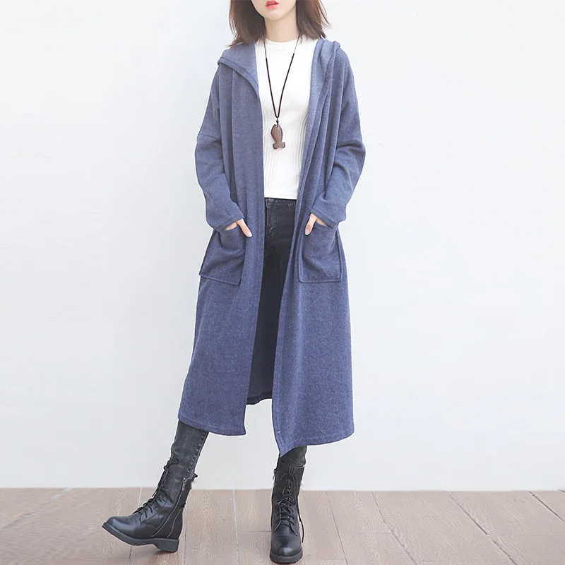 

Johnature Korean Fashion Long Trench Coat Autumn Winter Women Clothes 2019 New Loose Hooded Cardigan Casual Solid Color Coats