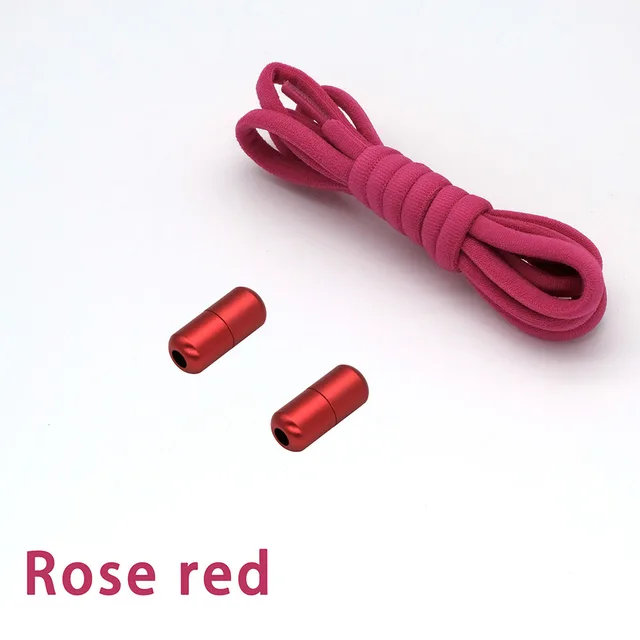 New Elastic Shoe Laces Round No Tie Shoelaces for Kids and Adult Shoelace for Sneakers Quick Lazy Laces Colorful Capsule Buckle Rose red