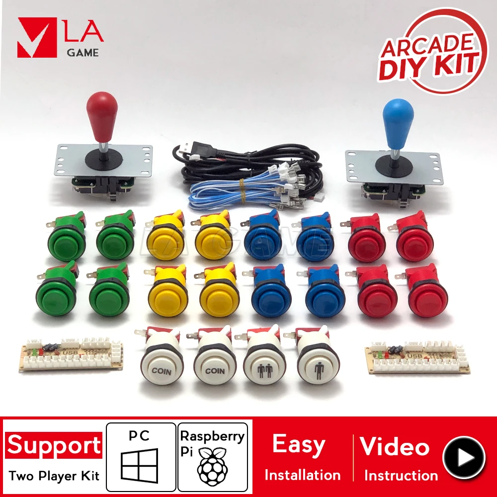 

2 player kit arcade zero delay mando arcade usb encoder to PC Rasberry PI happ type button arcade cabinet snk capcom pacman