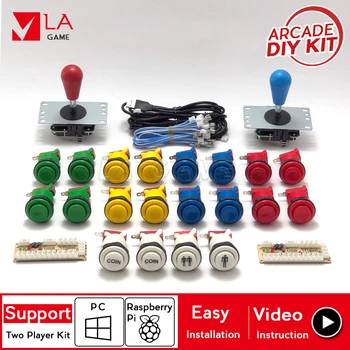 2 player kit arcade zero delay mando arcade usb encoder to PC Rasberry PI happ type button arcade cabinet snk capcom pacman