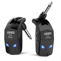 LEKATO – système de réception et d'émetteur de guitare sans fil, 2.4GHz, basse, Rechargeable intégrée 