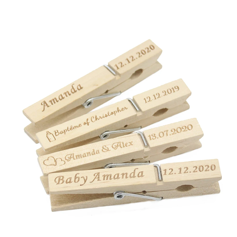 50Pcs Personalized Wood Rustic Clothespins Wooden Clothes Pins Classic Customized Clothes Pags Clips Wedding Decor Baby Shower 50Pcs Personalized Wood Rustic Clothespins Wooden Clothes Pins Classic Customized Clothes Pags Clips Wedding Decor Baby Shower