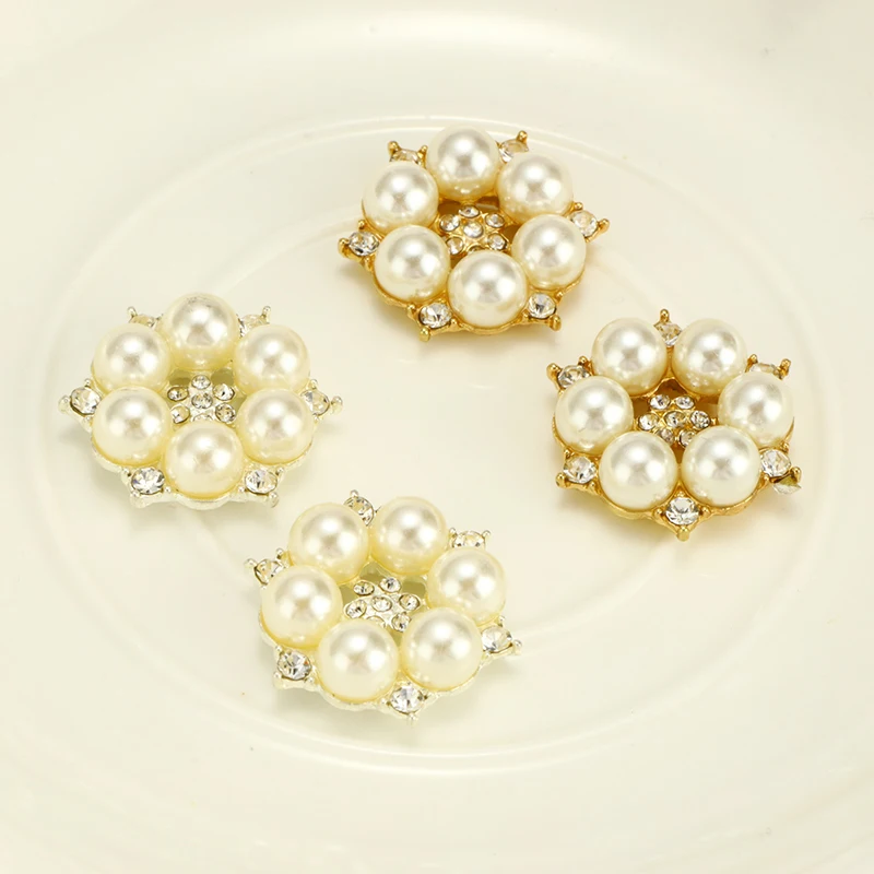 Жемчужные пуговицы в форме цветка 10 шт./компл. 25 мм сплав Хрустальный бант