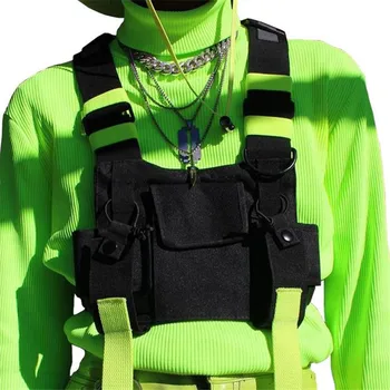 

Functional Fluorescent Color Waist Packs Men Tactical Chest Bag Shoulder Bags Adjustable Pockets Waistcoat 20#72