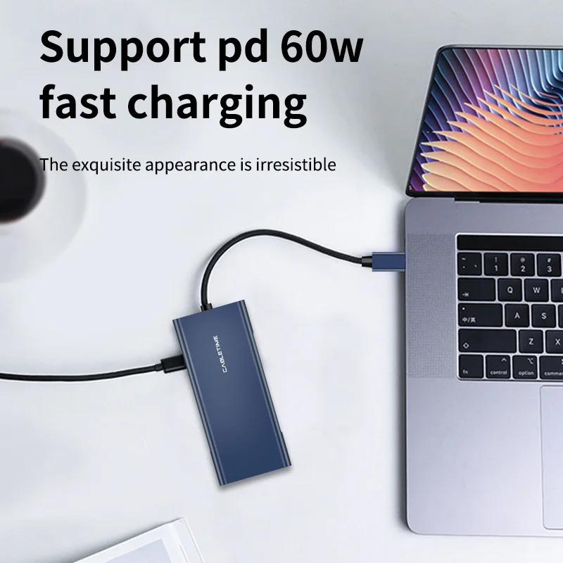 Кабель USB C концентратор 2* HDMI USB 3,0 VGA кардридер RJ45 USB C адаптер передачи данных для Windows Matebook PD зарядка N303