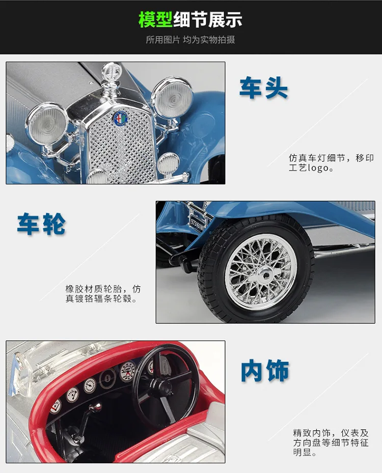 Bburago 1:18 Alfa Romeo 8C 2300 SPIDER TOURING модель автомобиля из сплава игрушка для сбора подарков