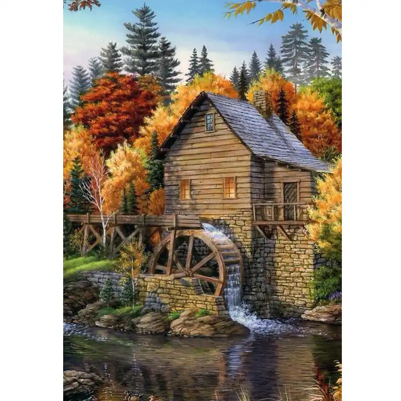 DIY 5D Diamond Painting Cross Stitch House Landscape Tree Full Round Drill Rhinestones Pictures Embroidery Mosaic Kits|Алмазная