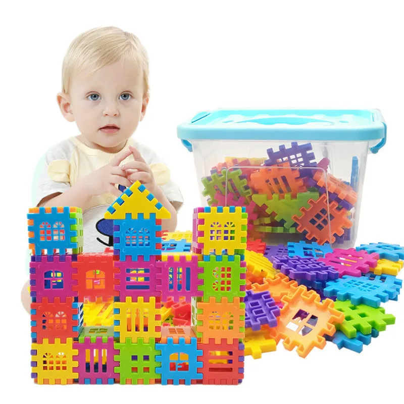 

100-200Pcs Plastic Building Blocks Assembling Puzzle Toys DIY Castle Assembling Building Blocks Toys for Early Education Gifts