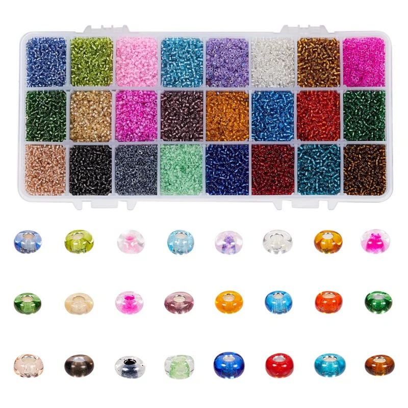 2mm Glass Rice Beads Boxed DIY Beaded Handmade Bracelet Earrings Making Materials Jewelry Accessories 38400 Pieces | Украшения и