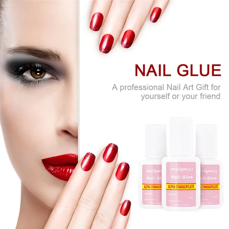 

10g Nail Glue with Brush Easy To Apply Quick Dry Strong Adhesive for Lady Fake Acrylic False Nail Glitter Rhinestones Decoration