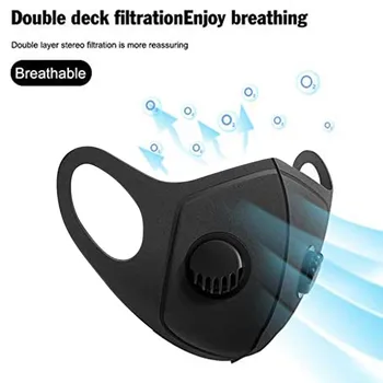 

Double breathing valves into adult mask Unisex Reusable Dustproof Windproof Foggy Haze Pollution Respirator Cover Jul9